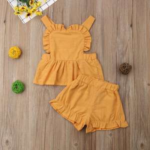 Conjunto de Ropa de Verano 2019 para Bebés y Niñas Pequeñas, Blusa sin Mangas de Algodón y Lino + Pantalones Cortos, Conjunto de 2 Piezas - Product Image 5