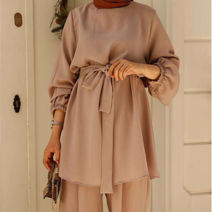 Ensemble Musulman de Prière pour Femme, Tenue Arabe Tendance, Hauts à Manches Longues et Pantalon Large, Ensembles Assortis Islamiques pour Femme, Survêtements 2 Pièces, Kaftan Turc - Product Image 5