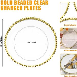 Factory Wholesale Modern <b>Clear</b> Charger Plates Beaded Rim 13 Inch Plastic Acrylic Dinner Plate Chargers Decorative Plates - Product Image 3