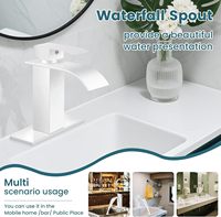 Keran Wastafel Kamar Mandi Satu Lubang Satu Gagang Model Kontemporer, Bahan Stainless Steel Brushed, Terpasang di Atas Meja