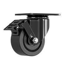 Roda Putar Millmiss Low Center of Gravity Caster 1.5/2/2.5/3 Inch PP Solid Wheel Plate Mount Swivel dengan Rem, Perlengkapan Kabinet yang Tahan Lama