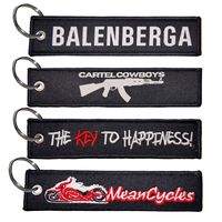 Personnalisé voiture camion marque brodé patch sac breloque moto Auto pièces 3D Double face logo lien tissé porte-clés