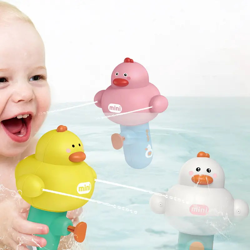 Toptan açık havuzu oyun Pistola karikatür hayvanlar sprey bebek atıcı banyo sevimli ördek yaz plastik oyuncak çekim oyuncak Mini su tabancası