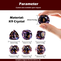 Dés à facettes multiples polyédriques Aurora pour Dungeons and Dragons D&D, 1 pièce, logo personnalisé, pierres précieuses, RPG, D20 D6, dés en verre cristal violet