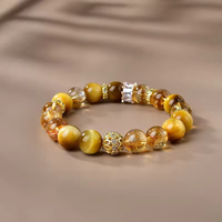Croissance Confiance et Vitalité Oeil de Tigre Pierre Bijoux Citrine Naturelle 10MM Perles de Cristal Azeztulite Bracelets de Guérison Unisexe