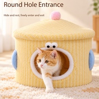 Lit pour chat cylindrique Monster, chaud, respirant, détachable, type grotte pour animaux, pour toutes les saisons, maison fermée pour chat, nid pour chaton et chiot d'intérieur