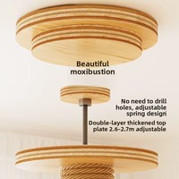 Arbre à chat en bois massif multicouche avec poteau à griffer fixé au plafond, espace multifonctionnel, panier « capsule spatial