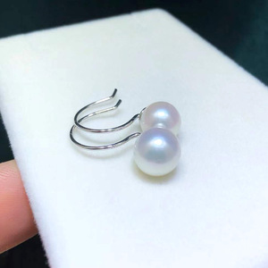 21396DIY Pendientes de Plata S925 de Moda Sencilla, Cuentas Redondas de 7-10 mm con Gancho para la Oreja, Base Vacía para Perlas, Accesorios - Product Image 3