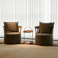 Fauteuil pivotant décoratif contemporain en tissu jacquard géométrique, siège individuel pour espace intérieur résidentiel de luxe