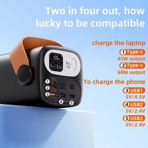 Batterie externe pour ordinateur portable PD100W à charge rapide 60000mAh, lampe torche LED, chargeur portable avec support pour téléphone portable pour le camping en plein air - Product Image 4