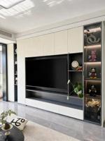 Mueble de TV Moderno con Luces LED, Cajones de Almacenamiento, Puertas de Vidrio, Estantes Abiertos, Color Blanco para Sala de Estar, Personalizable