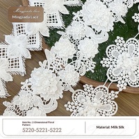 Dentelle brodée tridimensionnelle de 68 cm, motif floral en soie de lait soluble dans l'eau, blanc, pour rideau, robe de mariée, Lolita, DIY