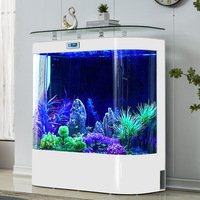 Aquarium mural indépendant en verre arqué, moderne, luxueux, intelligent et personnalisable, pour salon, de taille moyenne à grande