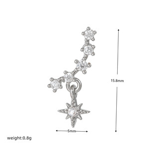 Bijoux de <span class=keywords><strong>piercing</strong></span> ZUOLA, clous d'oreille hypoallergéniques, labret, <span class=keywords><strong>anneau</strong></span> de <span class=keywords><strong>nez</strong></span>, plaqué or 18 carats, étoile brillante, boucles d'oreilles en CZ pour tous les jours - Product Image 5