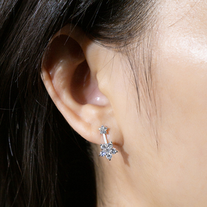 Boucles d'oreilles en or blanc 9 carats avec diamants de forme ronde Messi Jewelry MSE-898 pour femmes - Product Image 5