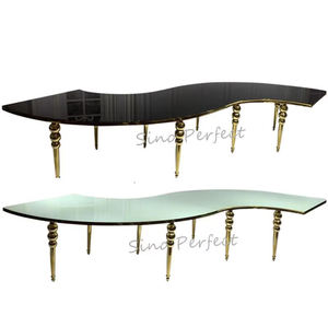 Latest Wedding Furniture Party Half Moon Stainless Steel Glass Wedding Rental Dining <b>Table</b> for Party - Product Image 1