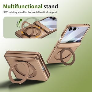 เคสโทรศัพท์แม่เหล็กแบบด้านขั้นสูงสำหรับ Samsung Z Flip 8 7 6 5 พร้อม 360 องศา °   ขาตั้งวงแหวนโลหะ ตัวป้องกันหน้าจอแบบกันกระแทก - Product Image 3