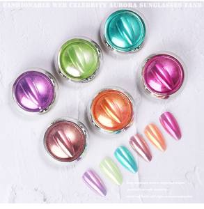 Aurora Mermaid Ultrafine Acrylique Poudre Décorations Pour Ongles <span class=keywords><strong>Rouge</strong></span> Ondulation Fantaisie Fée Miroir Farine Poudre Net pour Nail Art - Product Image 3