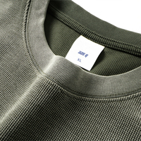 T-shirt Premium Homme 325g en Maille Gaufrée Teinte par Pulvérisation, Effet Vieilli, Bords Bruts, Lavage Partiel Effet Usé, Coupe Ample Streetwear, Manches Courtes, ODM OEM