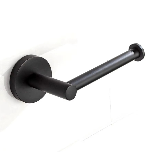 Modern Matte Black Stainless Steel Wall-Mounted Toilet Tissue & Paper Towel Holder with Roll Shelf Design Home & Hotel Use