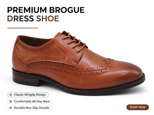 Chaussures habillées Richelieu à bout ailé pour hommes en cuir premium, à lacets, style Oxford, talon bas, pour affaires et mariages – Disponible dès maintenant - Product Image 1