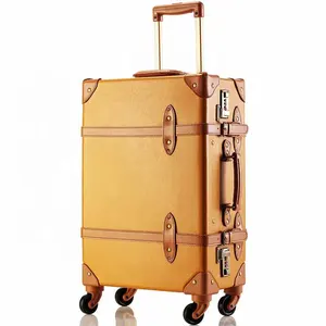 Vintage Modieuze Trolley Koffer Met Hard Frame Pu Materiaal Spinner Caster Lock Voor Dames Reisbagage