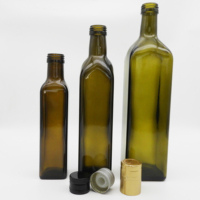 Bouteille en verre d'huile d'olive de forme carrée de 250ml 500ml 750ml 1000ml avec bouchon de bouteille de 31.5*24mm Bouteille d'huile de marasca de 500ml