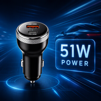 Chargeur de voiture OEM personnalisé, mini 51W PD30W QC18W, double port, charge rapide, fabricant en gros, chargeur de voiture type C