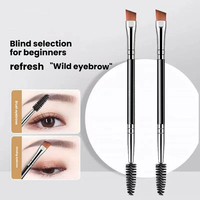 Pinceau à sourcils double embout, pinceau à poudre coudé et brosse à cils pour un style et un soin naturels des sourcils