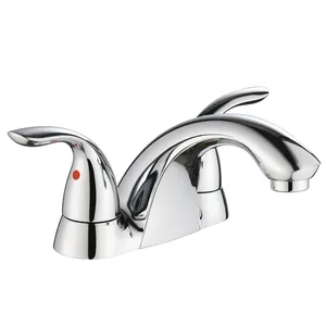 Aquacubic Sanitary Ware Bathroom Fixtures Cheap Zinc Alloy Centerset Double Handle Bathroom Basin Faucet