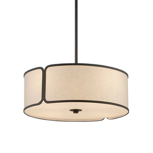 Luminaire suspendu en tissu de style chinois moderne, lustre rond en forme de tambour E27 LED pour salon, chambre à coucher, salle à manger, restaurant - Product Image 1