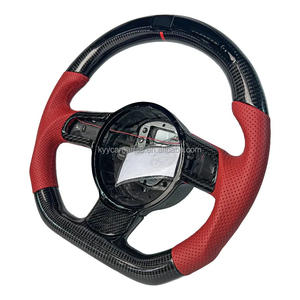 Volante de Coche de Cuero Rojo Perforado con Fibra de Carbono Negra y LED para <span class=keywords><strong>Audi</strong></span> <span class=keywords><strong>Q</strong></span> C8 A1 A3 A4 A5 A6 A7 A8 B6 B7 B8 B9 C6 C7 TT R8 - Product Image 2