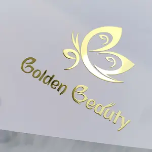 High Adhesive Custom Business Logo Waterproof Vinyl 3d Gold Metal UV Transfer Adesivos para Quaisquer Produtos Etiquetas de embalagem