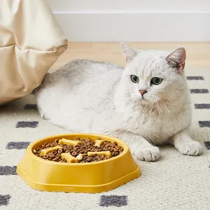 Tigela de alimentação para animais de estimação, alimentador lento anti-derramamento e anti-asfixia, novidade para cães e gatos, novidade em 2024