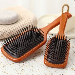 Wholesale Custom Wooden air Cushion Hair <b>Brush</b> Scalp Massage airbag Comb square Detangling Hair <b>Brush</b> for Women - Product Image 3
