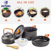 Batterie de cuisine de Camping ultralégère, antiadhésif, pour la cuisine à l'extérieur, pour un pique-nique ou la randonnée en famille