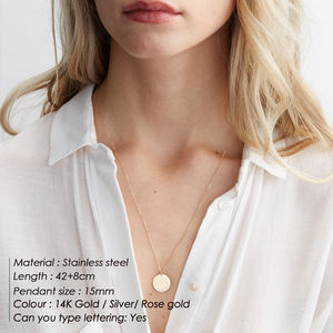 Colliers <span class=keywords><strong>en</strong></span> acier inoxydable 316L, disques ronds de 15mm, gravés sur mesure, feuilles de 12 mois, Cactus, tournesol, fleurs de naissance - Product Image 5