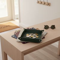 Plateau à dés pliable en cuir PU de forme carrée, portable, pour la maison, le salon, la salle de bain, la présentation de bijoux, plateau décoratif de table