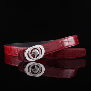 Cuir de crocodile de haute qualité, brillant, de la région du Nil, avec boucle en acier pour homme, tête d'aigle incrustée de diamants, fabrication artisanale pure. - Product Image 5