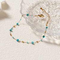 Bracelet chaîne bohème en acier inoxydable plaqué or 18 carats avec perles de pierres naturelles facettées, bijoux pour femmes résistants à l'eau