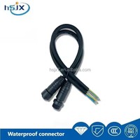 Connecteur étanche mâle-femelle HE SHENG JIA XING IP67 Mini M14 2 broches pour câble d'extension de lampe solaire PCB avec gaine en nylon