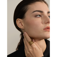 JINYOU 3340 Edelstahl 18K PVD-beschichteter Metallring mit geometrischem Design, breiter goldener Ring, trendiger goldfarbener Statement-Schmuck