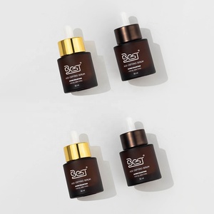 Garrafa conta-gotas de vidro com tubo de óleo essencial líquido marrom 30ml para serigrafia fosca com gola de alumínio e cabeça de borracha - Product Image 6