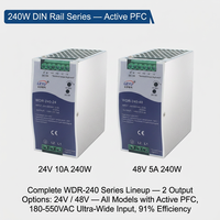 Alimentation sur rail DIN simple haute fiabilité WDR-240-24, 24V 10A 240W, convertisseur AC/DC pour l'automatisation industrielle