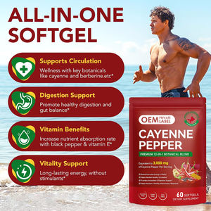 OEM Cayenne Peper Softgels <span class=keywords><strong>Capsules</strong></span> met Vitaminen D3, K2, E, Hawthorn, Rode Biet, Kurkuma Supplement ter ondersteuning van een gezonde bloedsomloop - Product Image 4