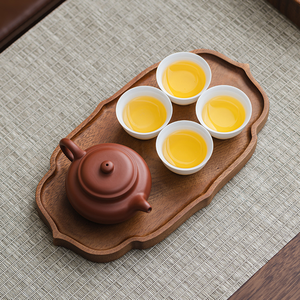 Bandeja de Té China Minimalista Apilable de Madera Maciza Resistente para Exteriores y Mesa Pequeña con Soporte para <span class=keywords><strong>Tetera</strong></span>, Tapete para Aperitivos y <span class=keywords><strong>Plato</strong></span> para Fiestas - Product Image 2