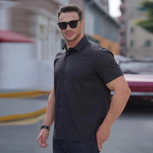 Chemise pour <span class=keywords><strong>homme</strong></span> QFZ2895-OEM en tissu extensible quatre directions, effet imperméable, grande taille, été 2024 - Product Image 4