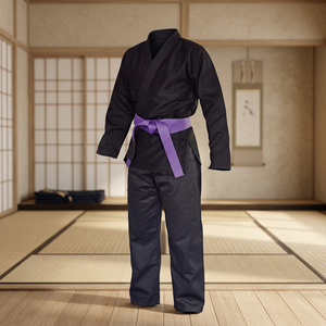 Pantalones de Karate Unisex para Adultos, 100% Algodón, Corte Regular, Duraderos, Color Liso Morado, Cinturón Incluido, Ropa de Artes Marciales - Product Image 2