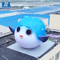 Modèle de poisson-baleine bleu gonflable géant personnalisé pour la décoration publicitaire d'événements sur le thème de l'océan en extérieur