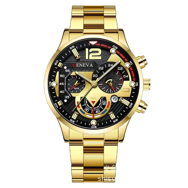 Última marca de marca superior de buena calidad diseño de tendencia precio bajo multicolor multifunción hombres reloj de cuarzo banda de acero inoxidable 44